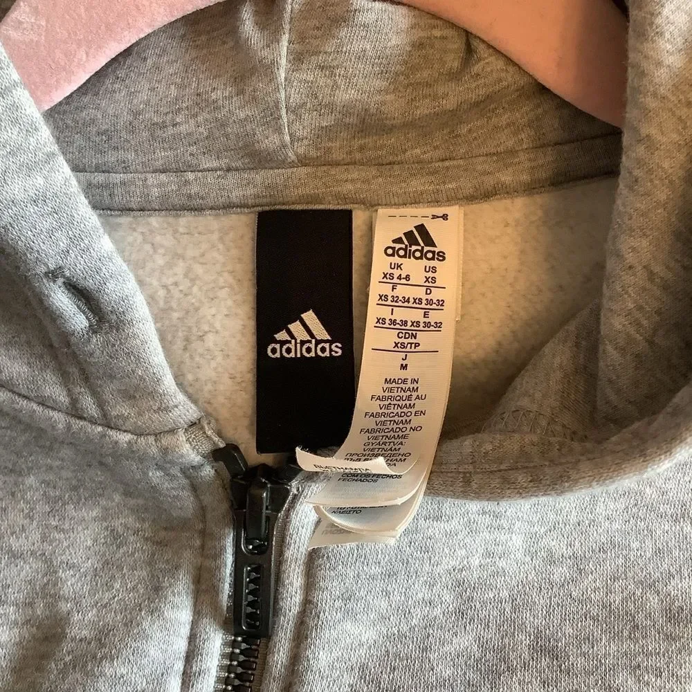 Adidas Gray Zip Up Hoodie 🧢‎